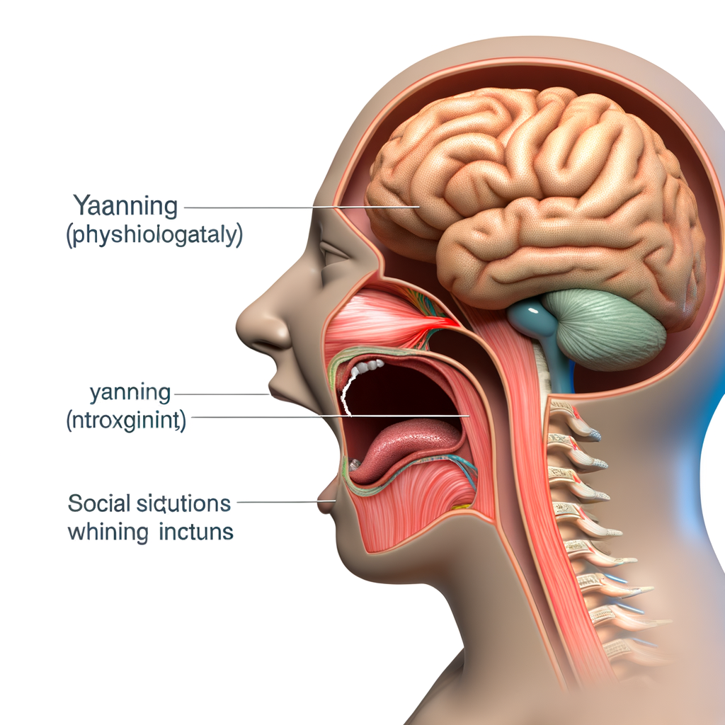 Illustration of yawning physiology and psychology