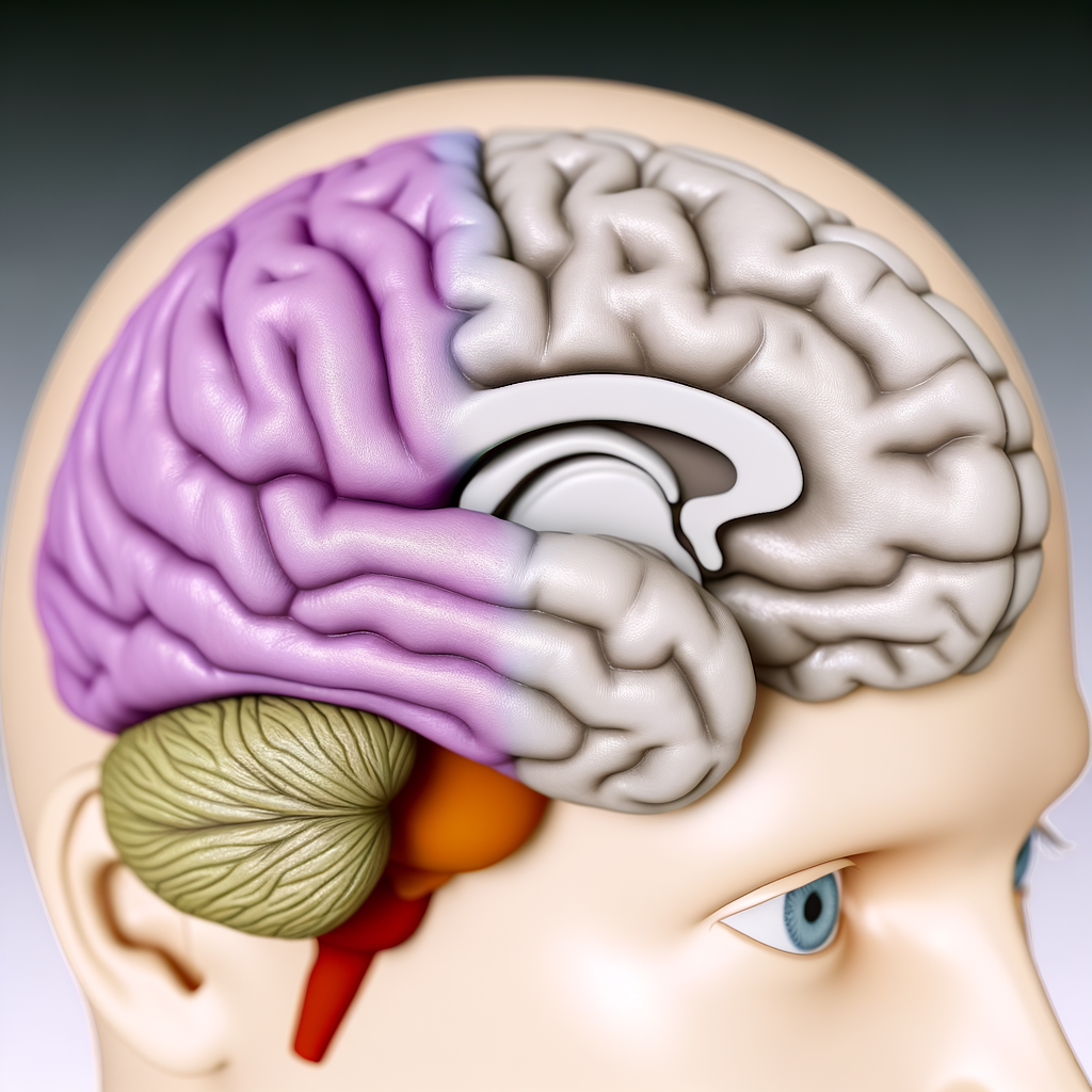 Illustration of the human brain highlighting memory processing areas.